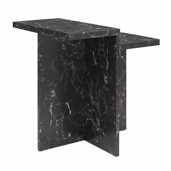 Benton Wooden Side Table In Black Faux Marble Effect