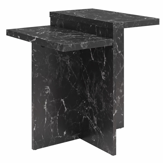 Benton Wooden Side Table In Black Faux Marble Effect