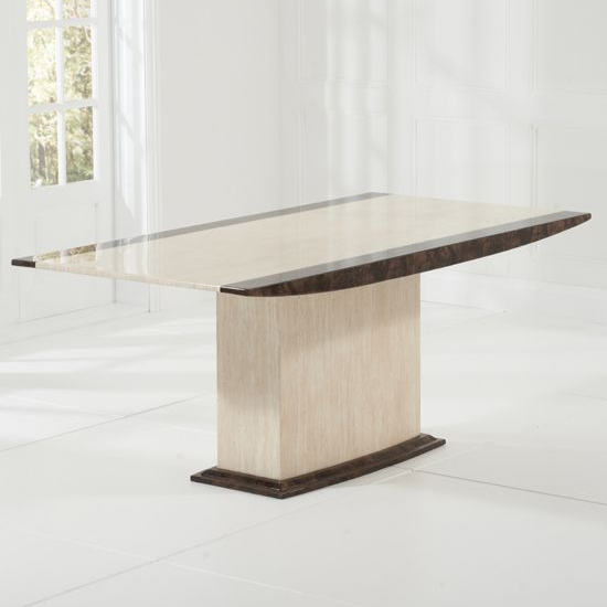 Bentroll High Gloss Marble Dining Table In Cream And Brown_2