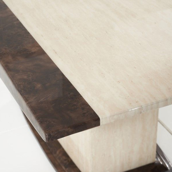 Bentroll High Gloss Marble Dining Table In Cream And Brown_3