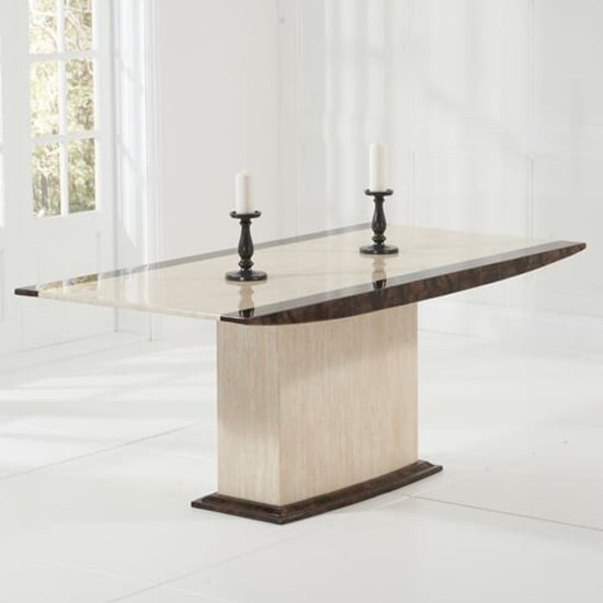 Bentroll High Gloss Marble Dining Table In Cream And Brown_1