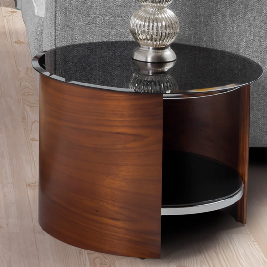 Read more about Bentwood lamp table round in walnut with black gloss top