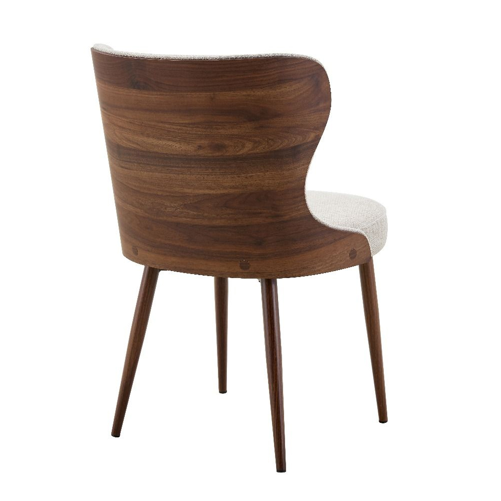 Benvan Walnut and Light Taupe Fabric Dining Chairs in Pair