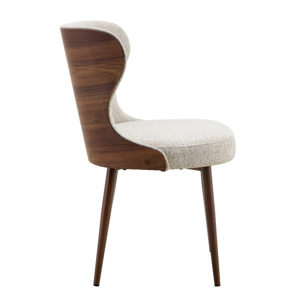 Benvan Walnut and Light Taupe Fabric Dining Chairs in Pair