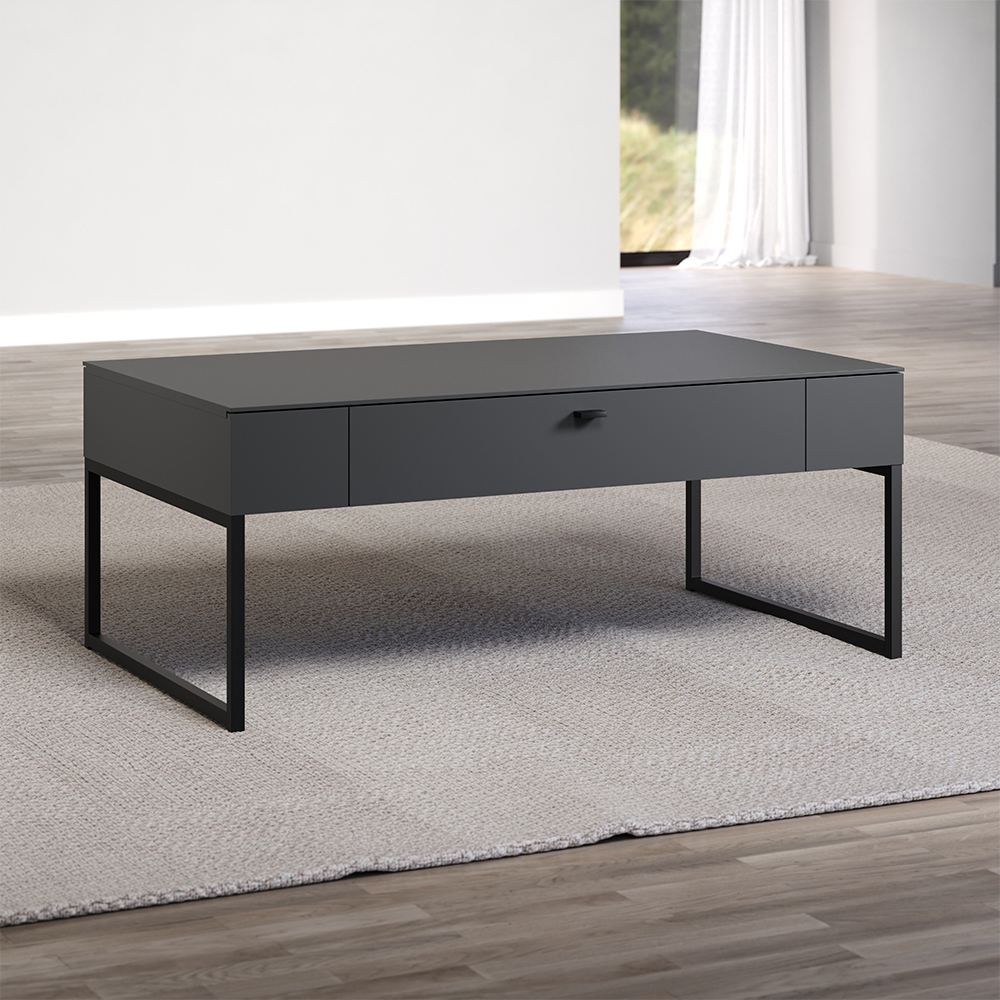 Benvia Wooden Coffee Table with 1 Drawer in Anthracite and Evoke Oak