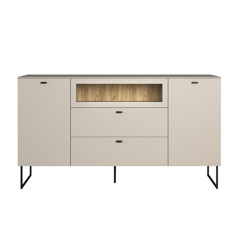 Benvia Wooden Sideboard with 2 Doors 2 Drawers in Cashmere and Evoke Oak