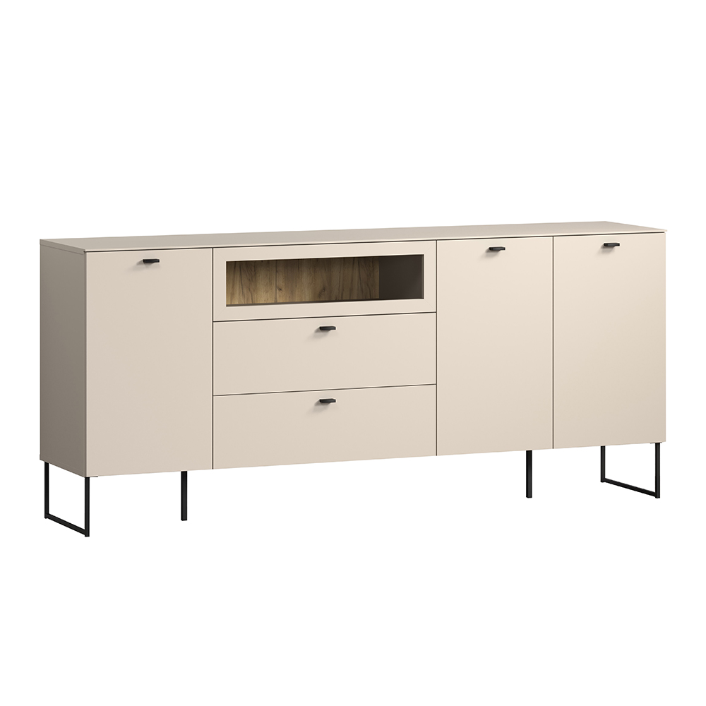 Benvia Wooden Sideboard with 3 Doors 2 Drawers in Cashmere and Evoke Oak
