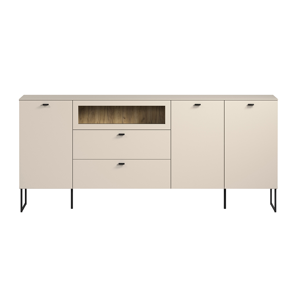 Benvia Wooden Sideboard with 3 Doors 2 Drawers in Cashmere and Evoke Oak