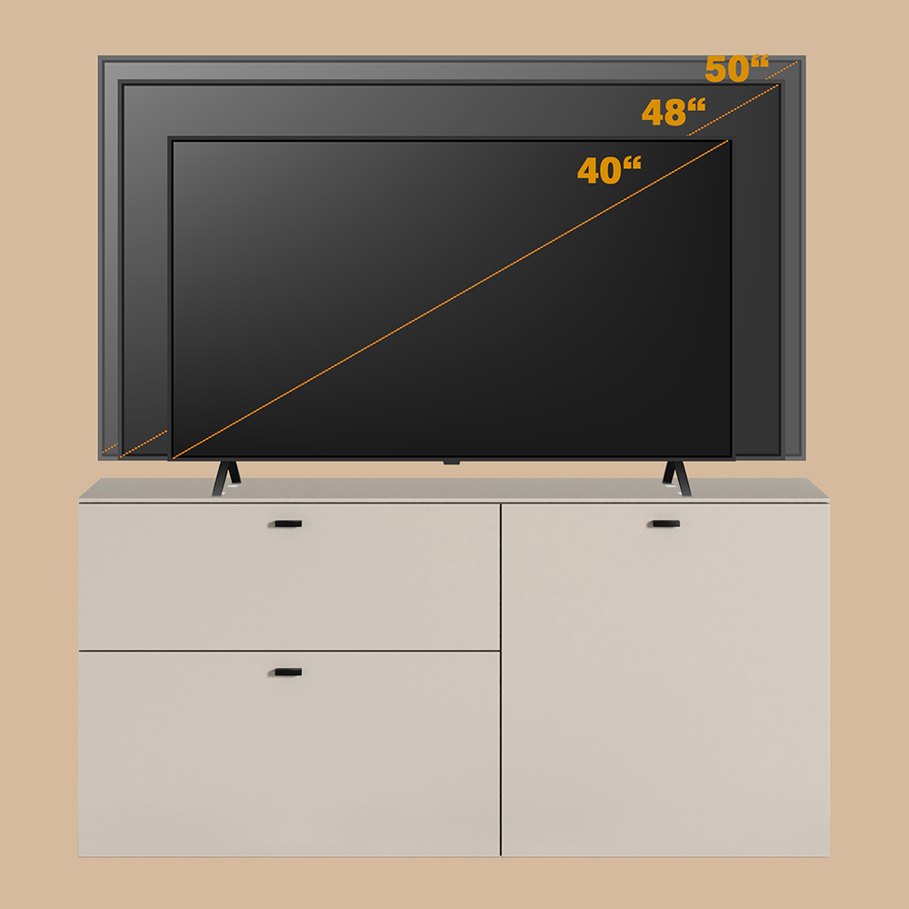 Benvia Wooden TV Stand with 2 Doors 1 Drawer in Cashmere and Evoke Oak