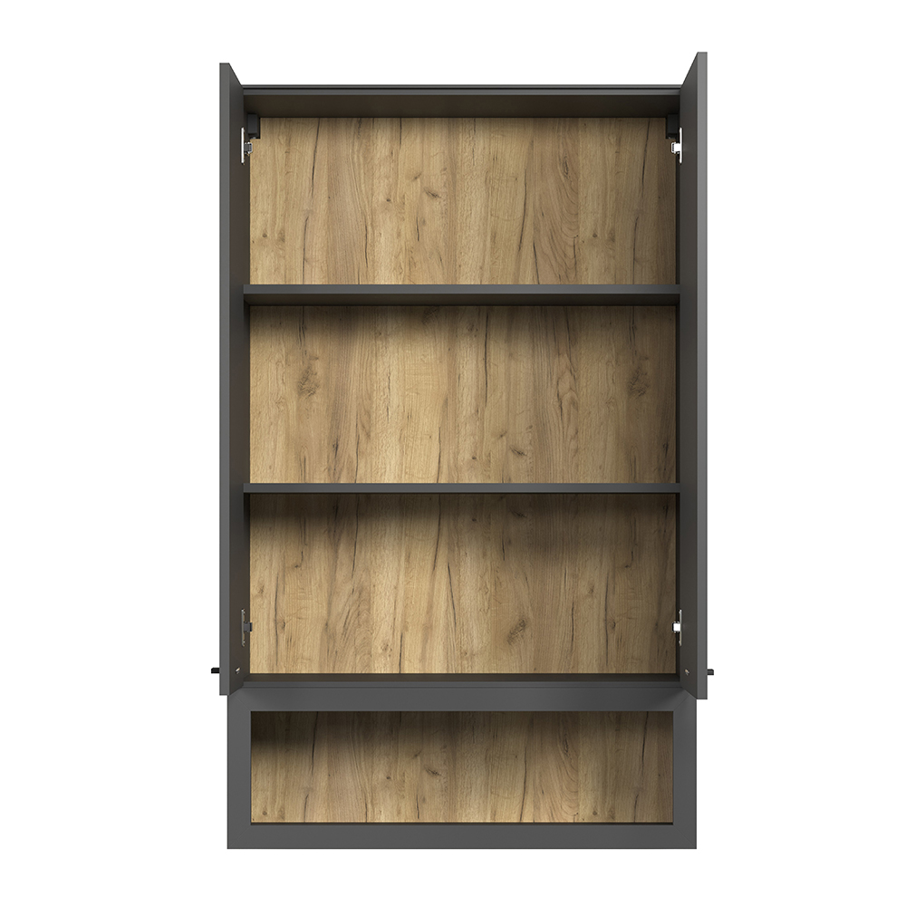 Benvia Wooden Wall Mounted Display Cabinet with 2 Doors in Anthracite and Evoke Oak
