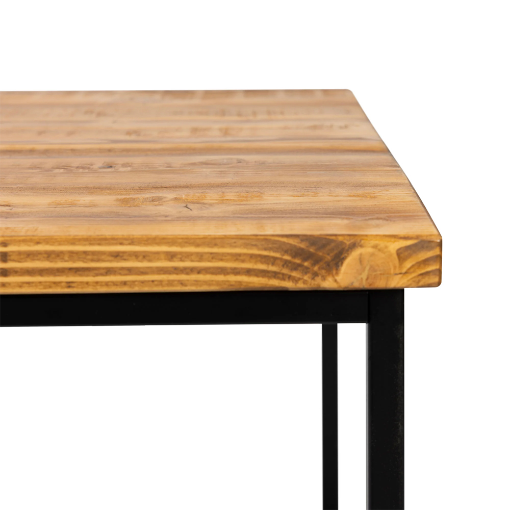 Benvor Square Rustic Pine Coffee Table with Black Frame