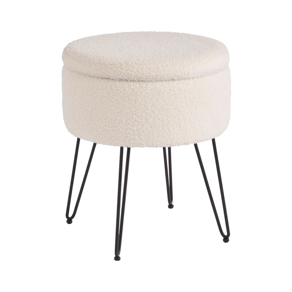 Benvora Fabric Storage Stool in Cream