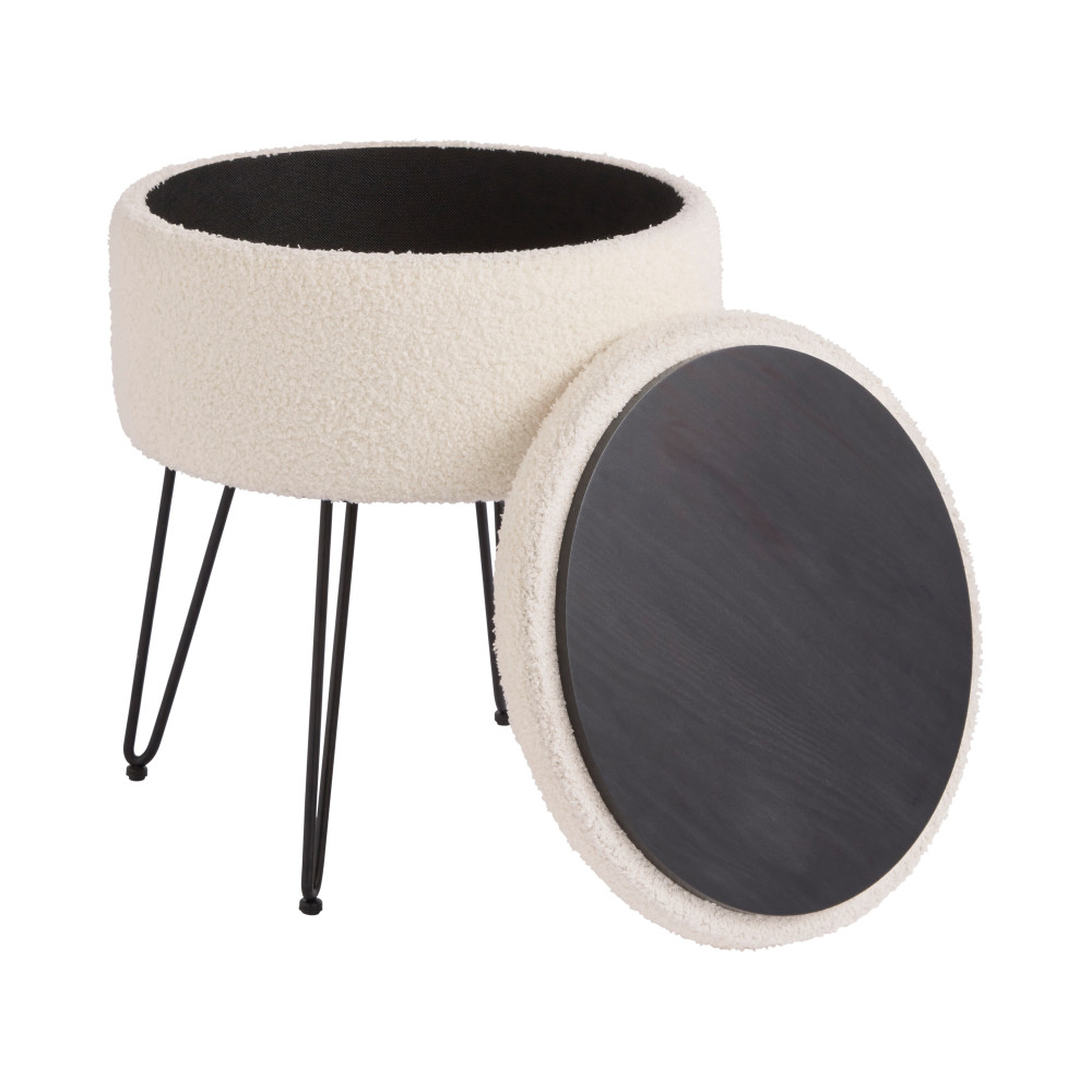Benvora Fabric Storage Stool in Cream