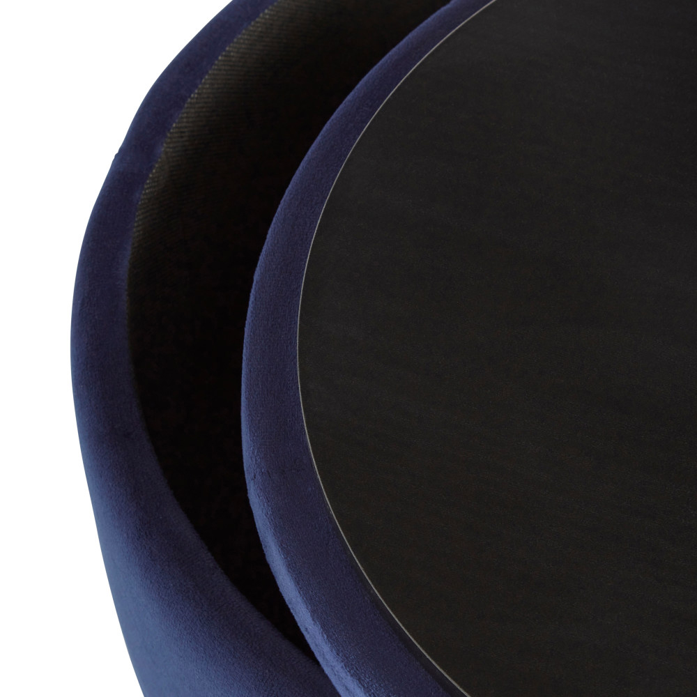 Benvora Velvet Storage Stool in Midnight Blue