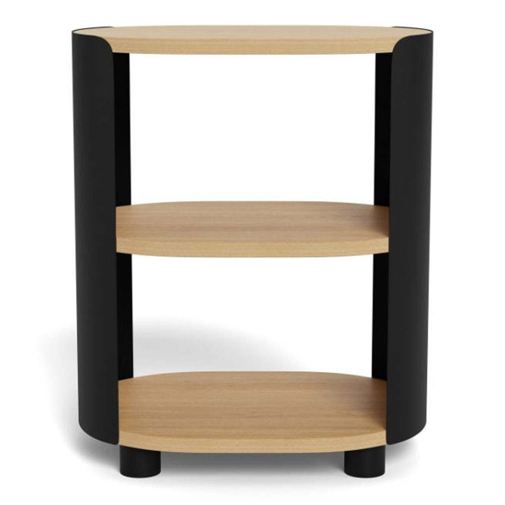 Benvoril Wooden Bedside Cabinet in Oak and Matt Black