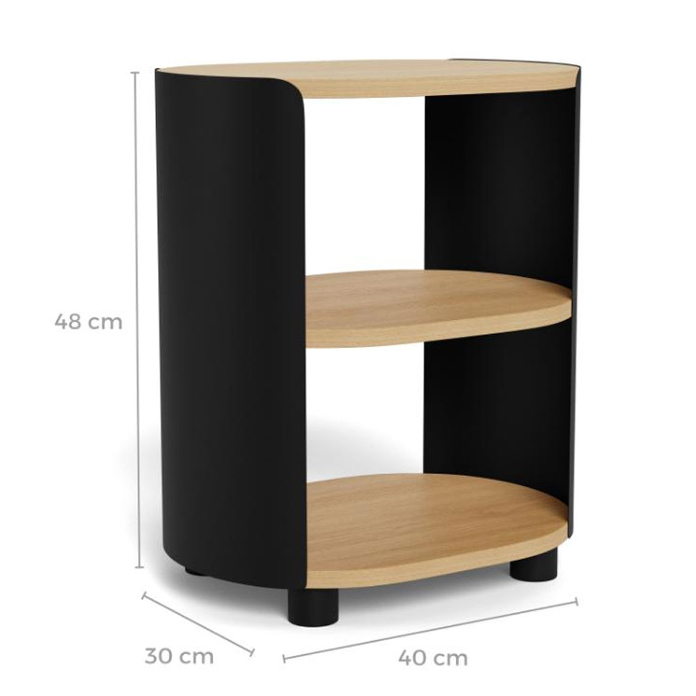 Benvoril Wooden Bedside Cabinet in Oak and Matt Black