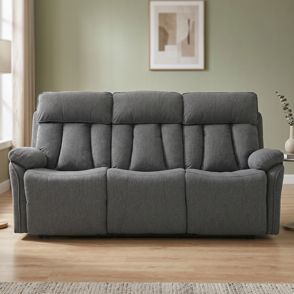 Benvro Fabric Recliner 3+1+1 Seater Sofa Set in Grey