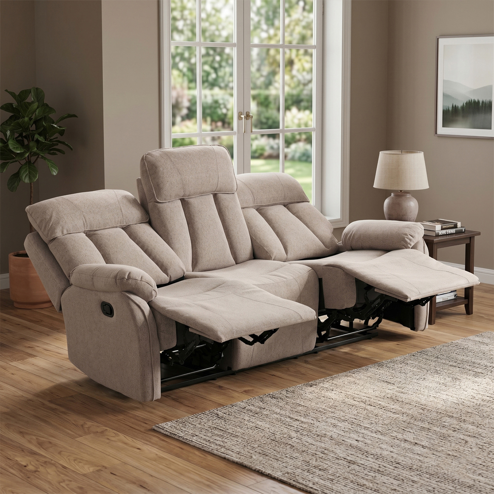 Benvro Fabric Recliner 3+1+1 Seater Sofa Set in Oatmeal
