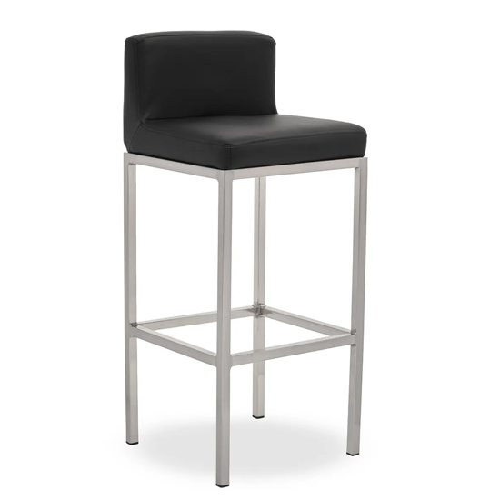 Baino Black PU Leather Bar Chairs With Chrome Legs In A Pair