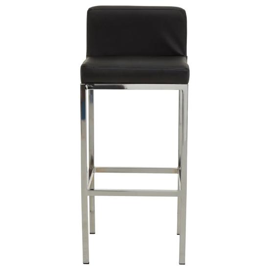 Baino Black PU Leather Bar Chairs With Chrome Legs In A Pair