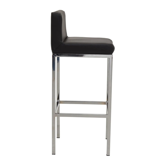 Baino Black PU Leather Bar Chairs With Chrome Legs In A Pair_4