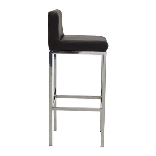 Baino Black PU Leather Bar Chairs With Chrome Legs In A Pair