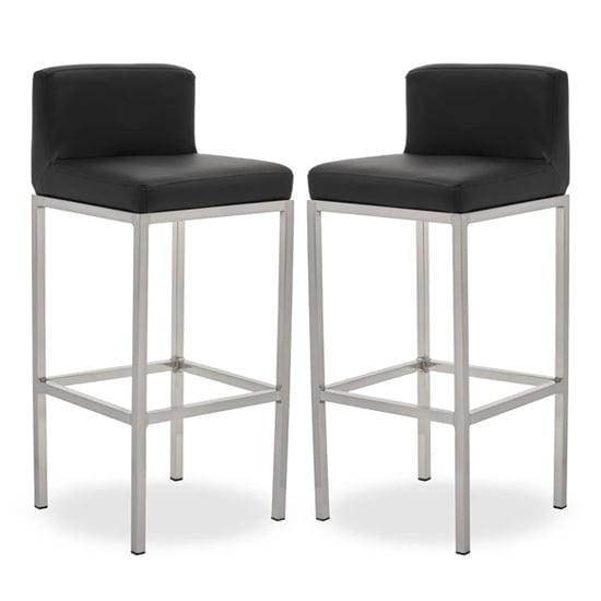 Read more about Baino black pu leather bar chairs with chrome legs in a pair