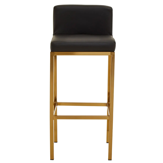 Baino Black PU Leather Bar Chairs With Gold Legs In A Pair_3