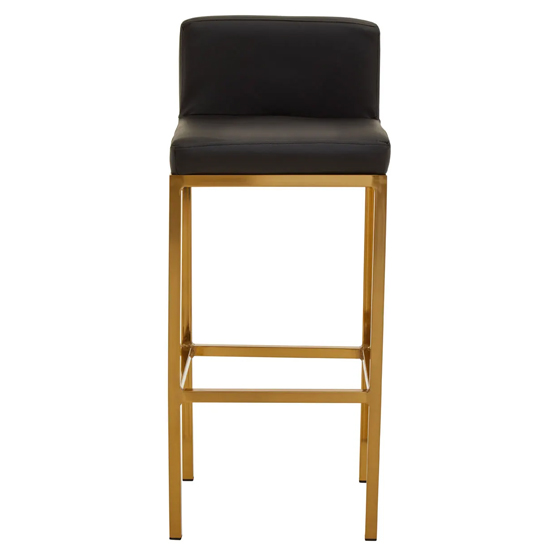 Baino Black PU Leather Bar Chairs With Gold Legs In A Pair