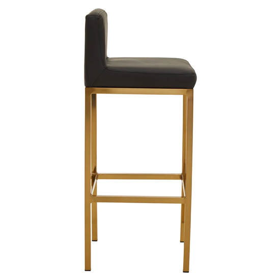 Baino Black PU Leather Bar Chairs With Gold Legs In A Pair_4