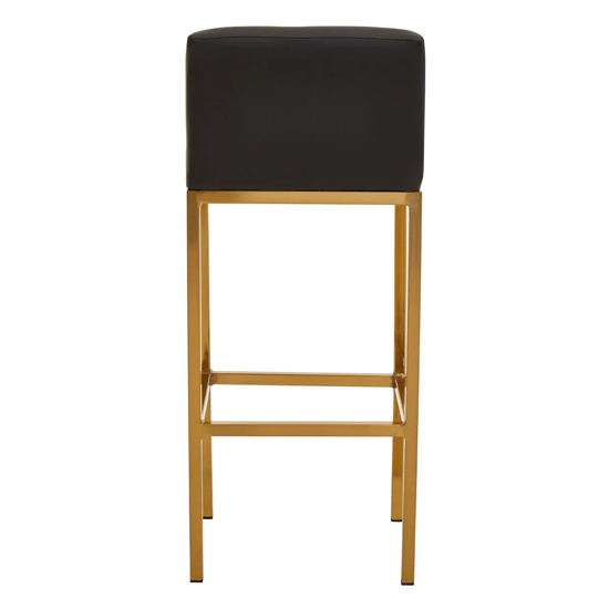 Baino Black PU Leather Bar Chairs With Gold Legs In A Pair