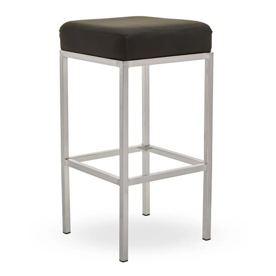 Baino Black Leather Bar Stools With Chrome Legs In A Pair