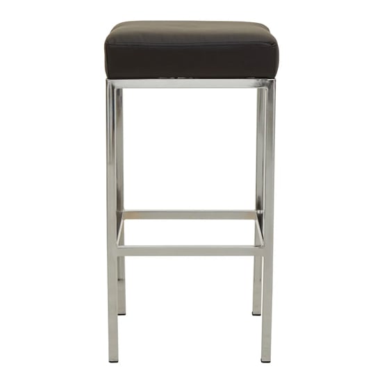 Baino Black Leather Bar Stools With Chrome Legs In A Pair