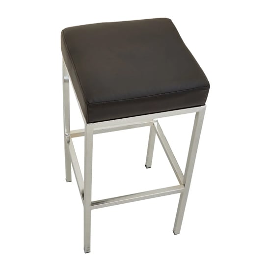 Baino Black Leather Bar Stools With Chrome Legs In A Pair