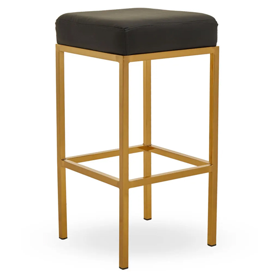 Baino Black Leather Bar Stools With Gold Legs In A Pair