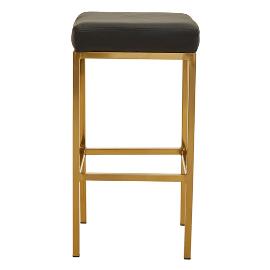 Baino Black Leather Bar Stools With Gold Legs In A Pair