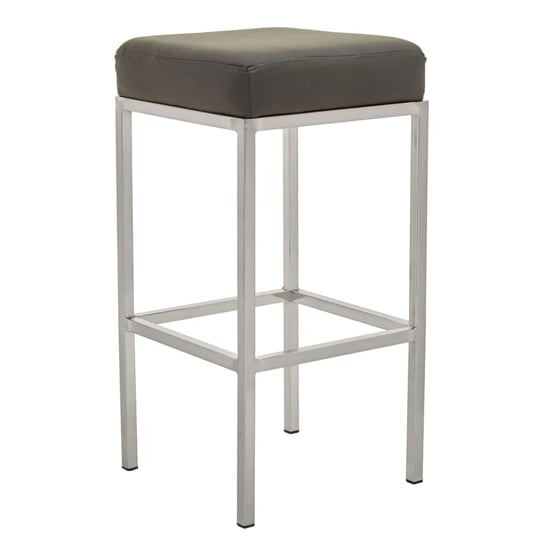 Photo of Baino dark grey pu faux leather bar stool with chrome legs