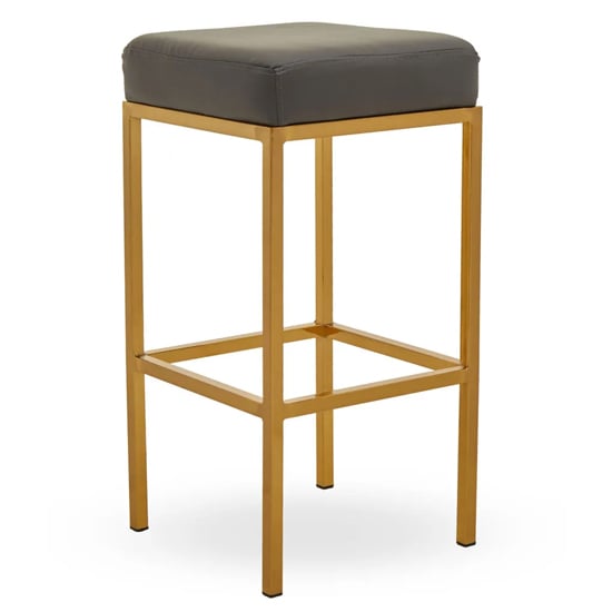 Read more about Baino dark grey pu faux leather bar stool with gold legs