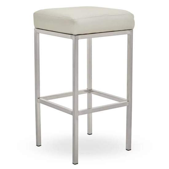 Baino White PU Faux Leather Bar Stool With Chrome Legs