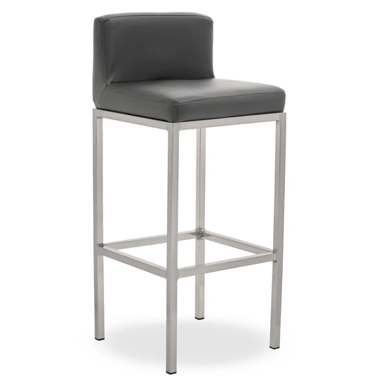 Baino Grey PU Leather Bar Chairs With Chrome Legs In A Pair