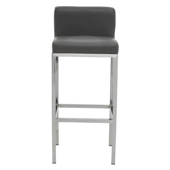 Baino Grey PU Leather Bar Chairs With Chrome Legs In A Pair
