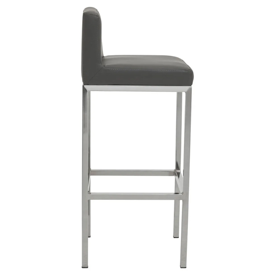 Baino Grey PU Leather Bar Chairs With Chrome Legs In A Pair_4