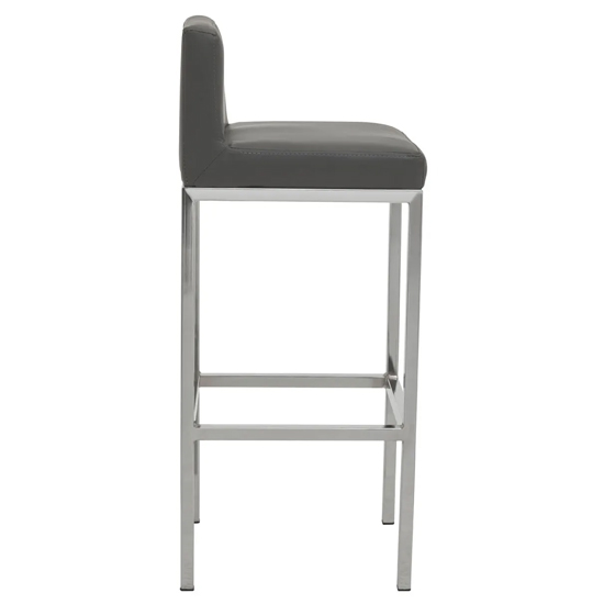 Baino Grey PU Leather Bar Chairs With Chrome Legs In A Pair