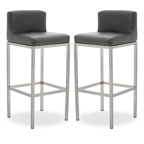 Read more about Baino grey pu leather bar chairs with chrome legs in a pair