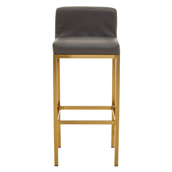 Baino Grey PU Leather Bar Chairs With Gold Legs In A Pair