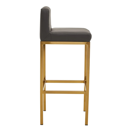 Baino Grey PU Leather Bar Chairs With Gold Legs In A Pair
