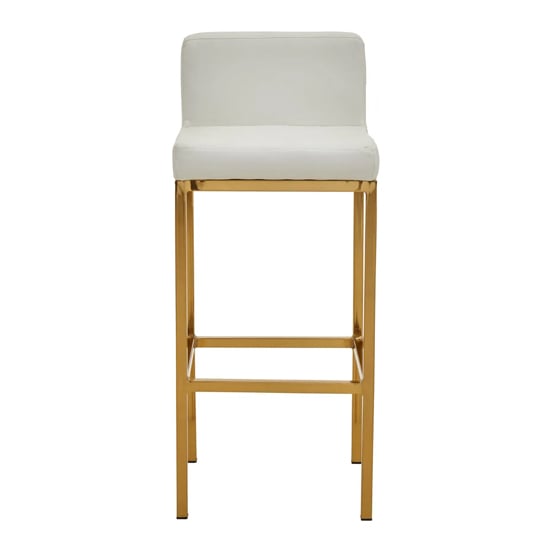 Baino White PU Leather Bar Chairs With Gold Legs In A Pair_3