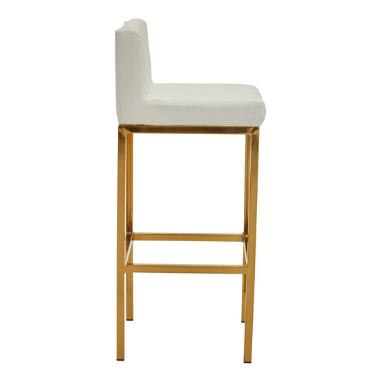 Baino White PU Leather Bar Chairs With Gold Legs In A Pair_4
