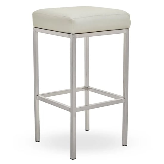 Baino White Leather Bar Stools With Chrome Legs In A Pair Furniture