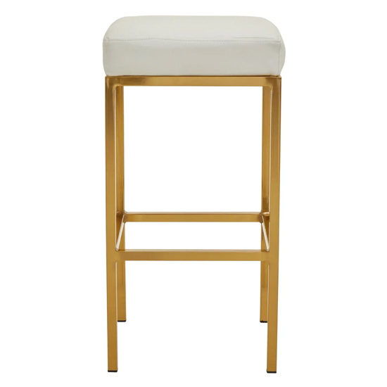 Baino White Leather Bar Stools With Gold Legs In A Pair_3